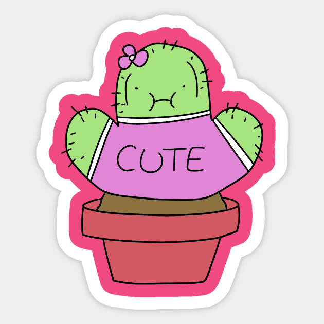 Cactus Wearing Cute Shirt Sticker by saradaboru